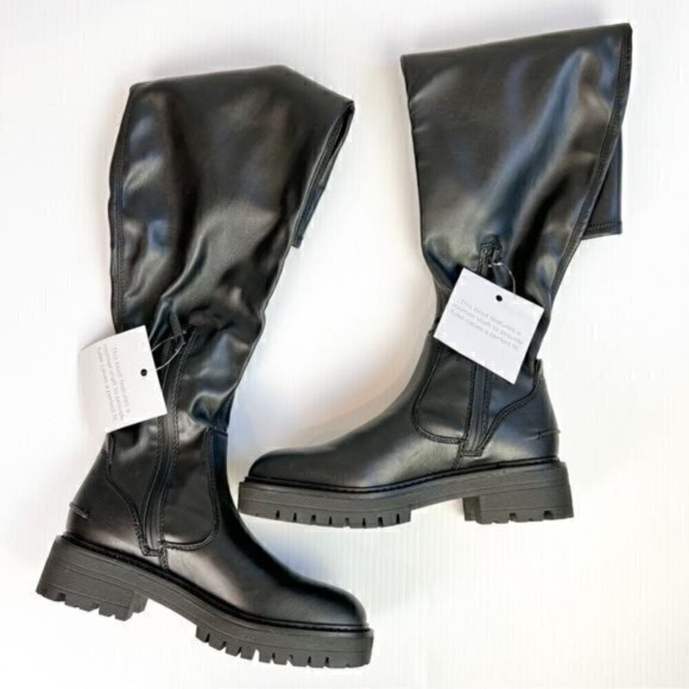Franco Sarto Boots womens size 7 black fera knee high